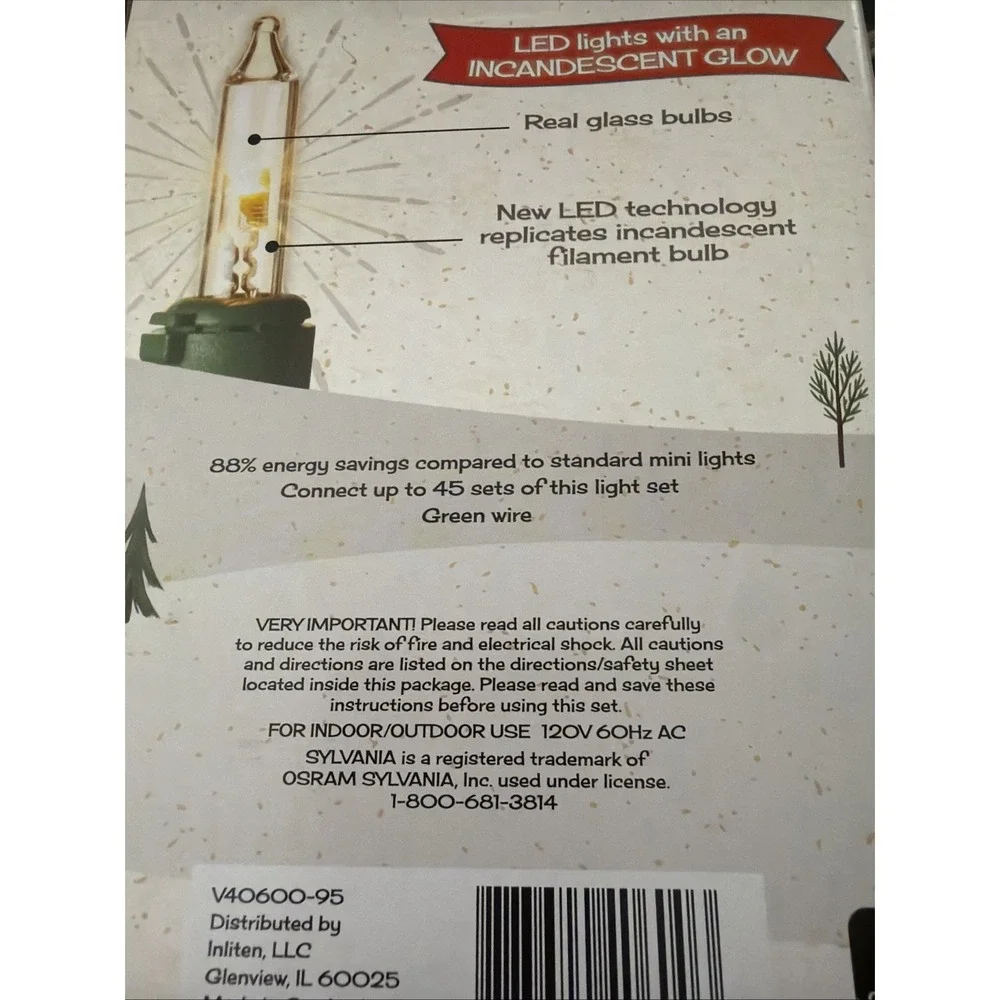 SYLVANIA 100 Traditional Glow LED Mini Lights SOFT WHITE 26ft ~ New